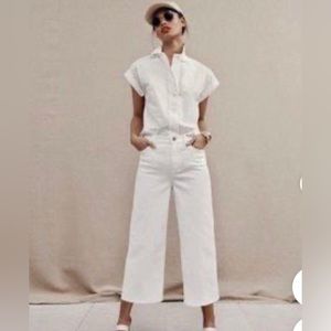 Women’s size 28 J.Crew Mercantile white cropped wide leg high rise jeans